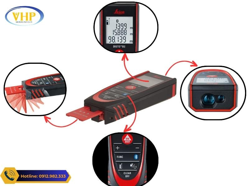 Chi tiết các bộ phận của máy đo Laser Leica DISTO D2