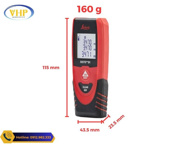 Kích thước máy đo khoảng cách Laser Leica DISTO D1