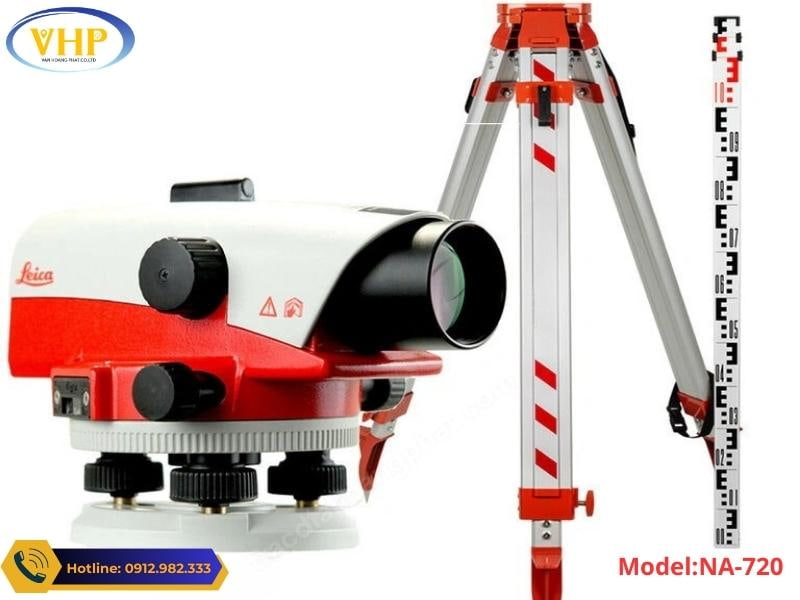 Bộ máy thủy bình Leica NA-720 với chân máy và mia nhôm 5m