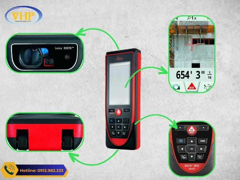 Chi tiết các bộ phận của thước đo Leica DISTO D810