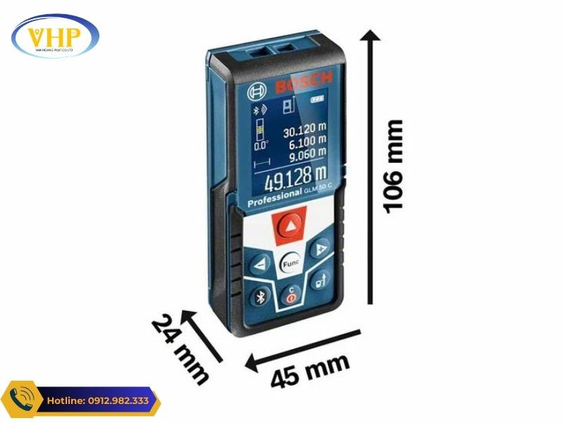 Kích thước máy đo khoảng cách Laser Bosch GLM 50C