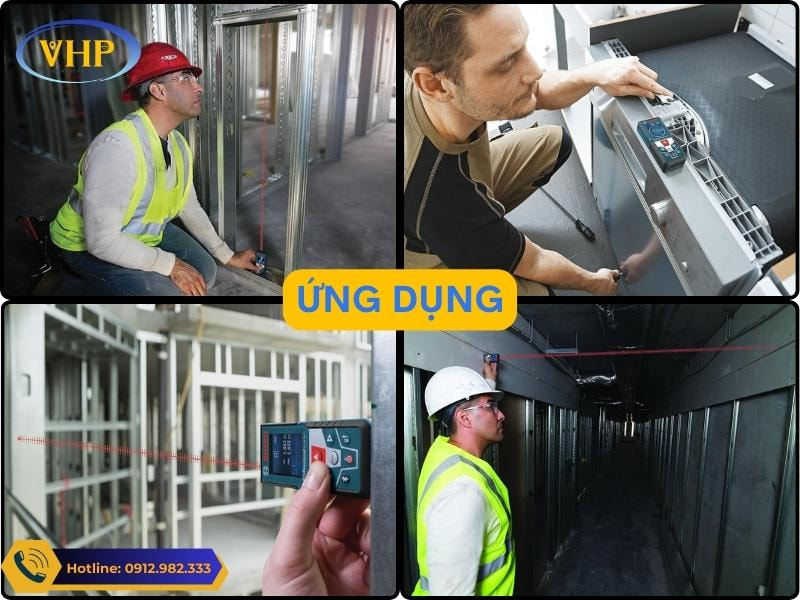 Sử dụng máy đo laser Bosch GLM 50C ngoài thực tế.