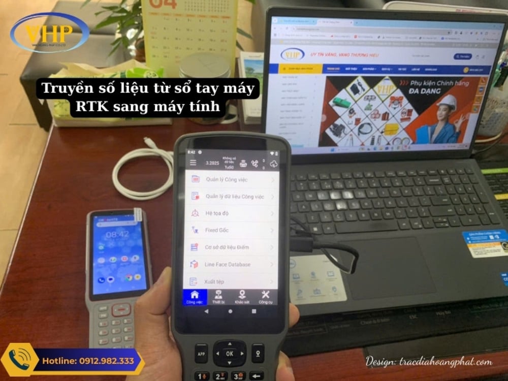 Truyền số liệu từ sổ tay máy RTK sang máy tính