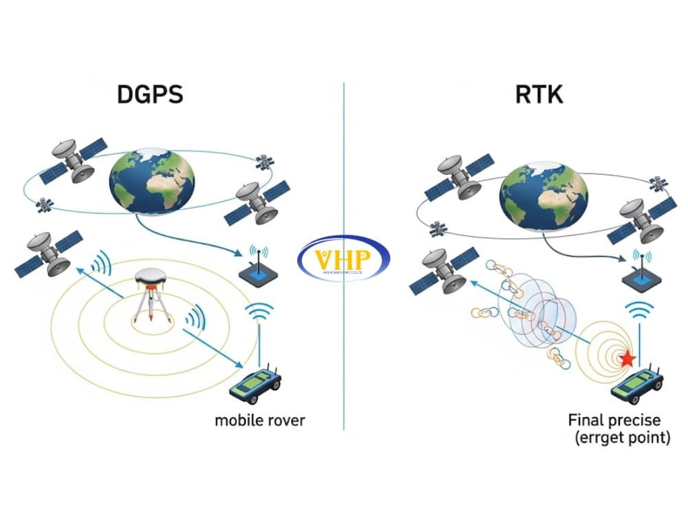 So sánh định vị GPS RTK và DGPS