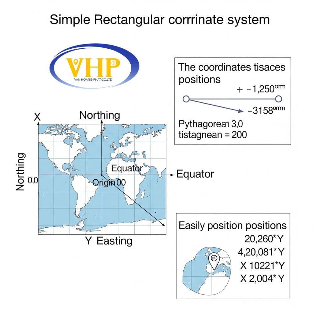 Hệ tọa độ vuông góc X-Y trong phép chiếu Gauss, đơn giản và trực quan cho tính toán