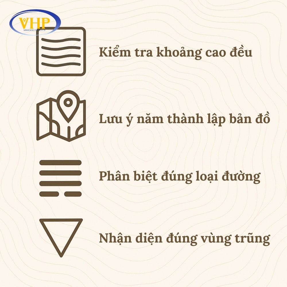 Các lưu ý kỹ thuật khi làm việc với đường đồng mức: khoảng cao đều, vùng trũng, quy tắc chữ V, điểm đo, breaklines và nội suy