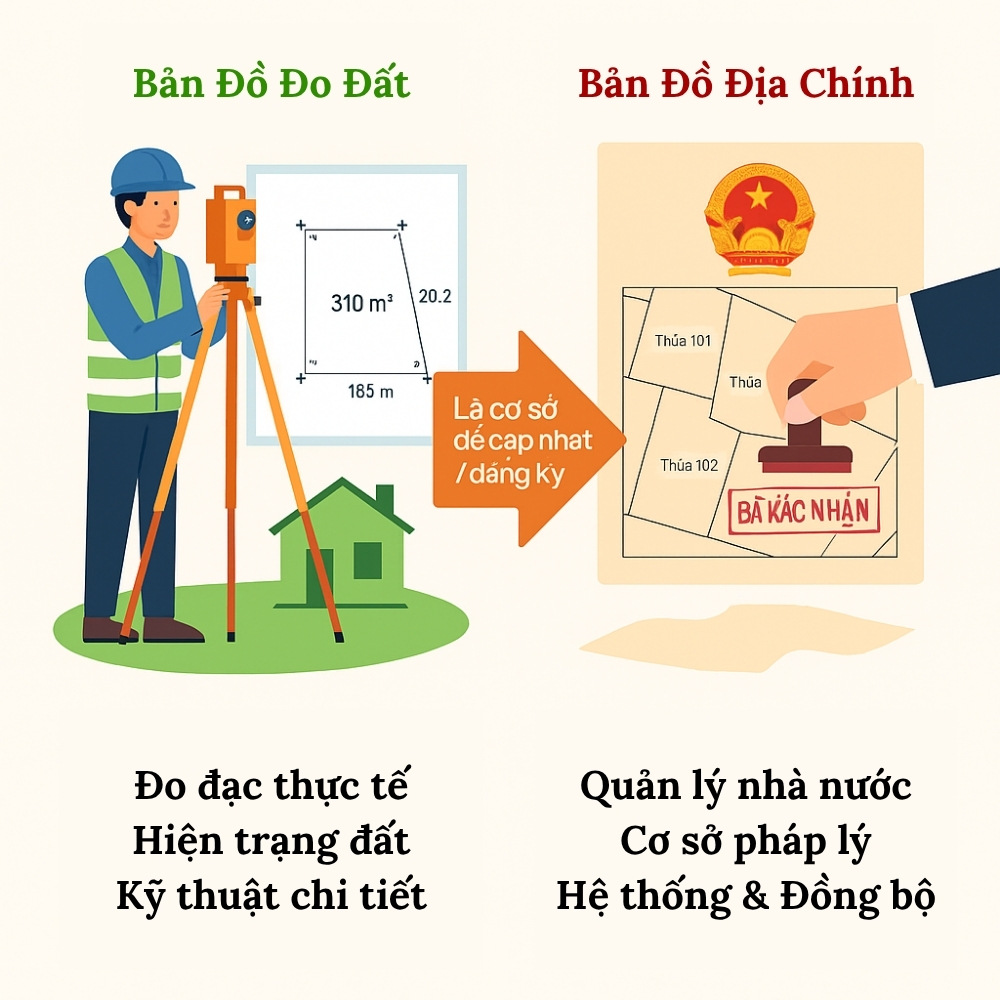 Sự khác nhau giữa Bản đồ đo đất và Bản đồ địa chính