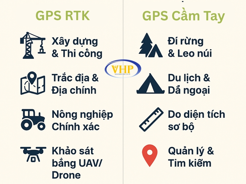 Sử dụng máy định vị GPS RTK và GPS cầm tay trong các mục đích sau