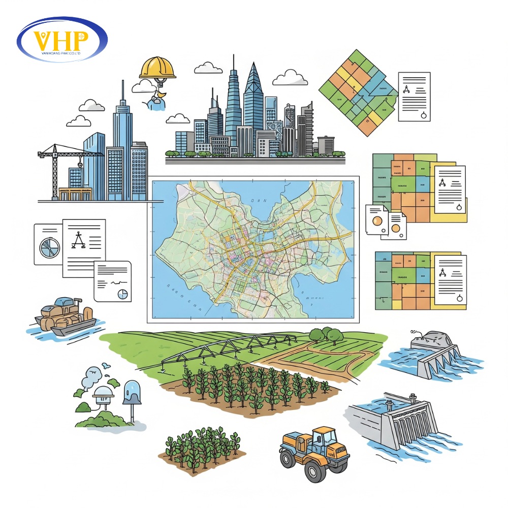 Ứng dụng thực tiễn của bình đồ trong xây dựng, quy hoạch đô thị, quản lý đất đai, nông nghiệp và phòng chống thiên tai