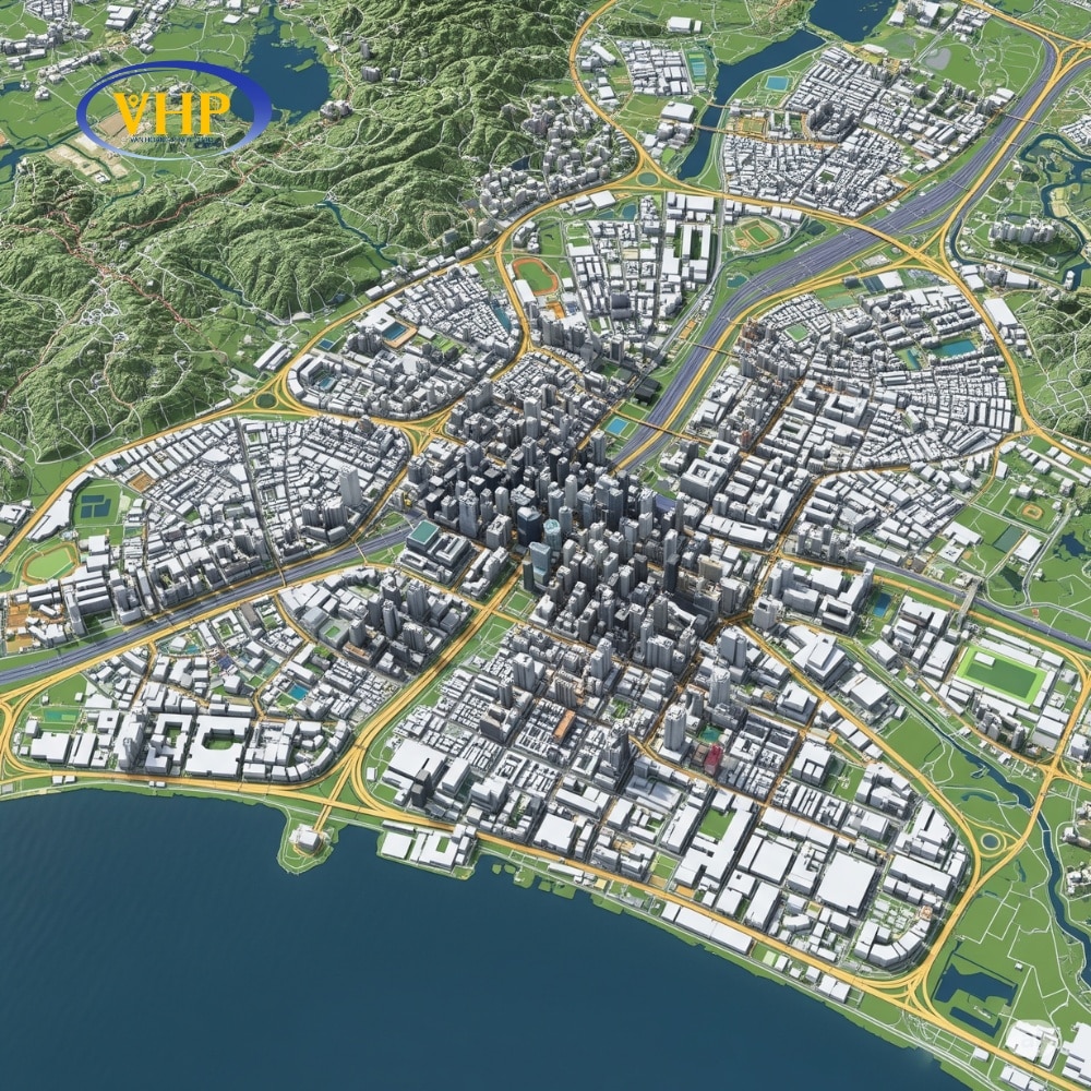 Bản đồ vệ tinh 3D nổi bật hơn bản đồ 2D nhờ khả năng hiển thị chiều sâu, hình khối và góc nhìn thực tế