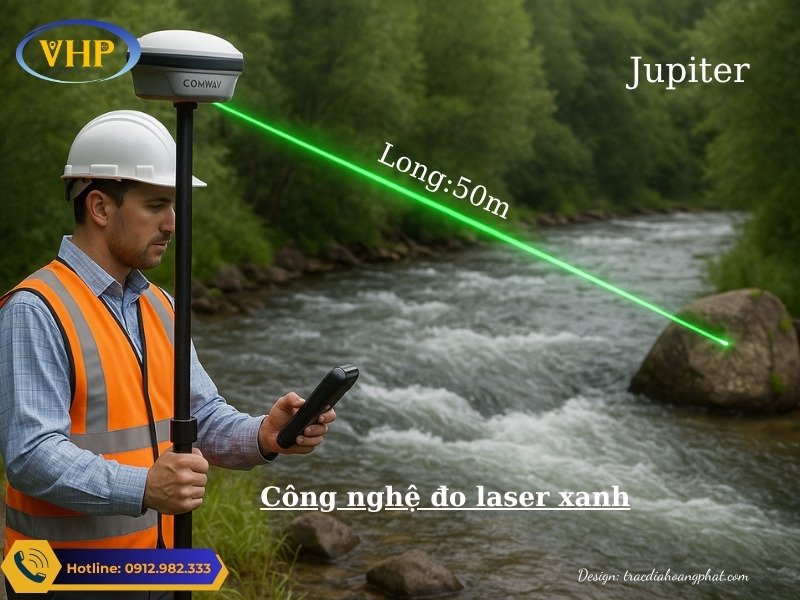 Máy gps rtk Comnav Jupiter đo laser tia xanh 50m